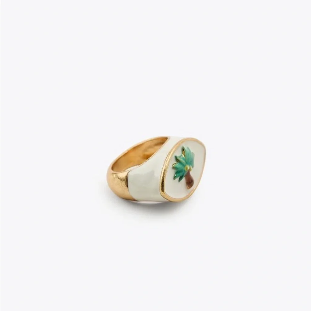 NWT Zara 3-Pack Palm Tree Flower Rings